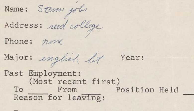 Steve Jobs'un 1973 İş Başvurusu Satılık (NFT Dahil) 3 steve jobs application thumb800