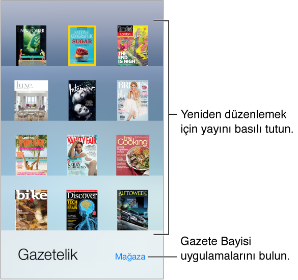 iPhone Gazetelik 1 iPhone Gazetelik ana ekran görünümü ve raf düzeni