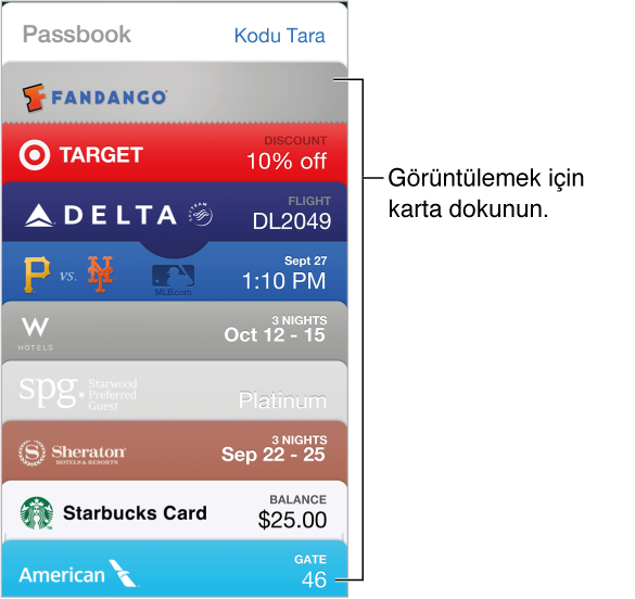 iPhone Passbook 1 iPhone Passbook ana ekran görünümü ve kart listesi