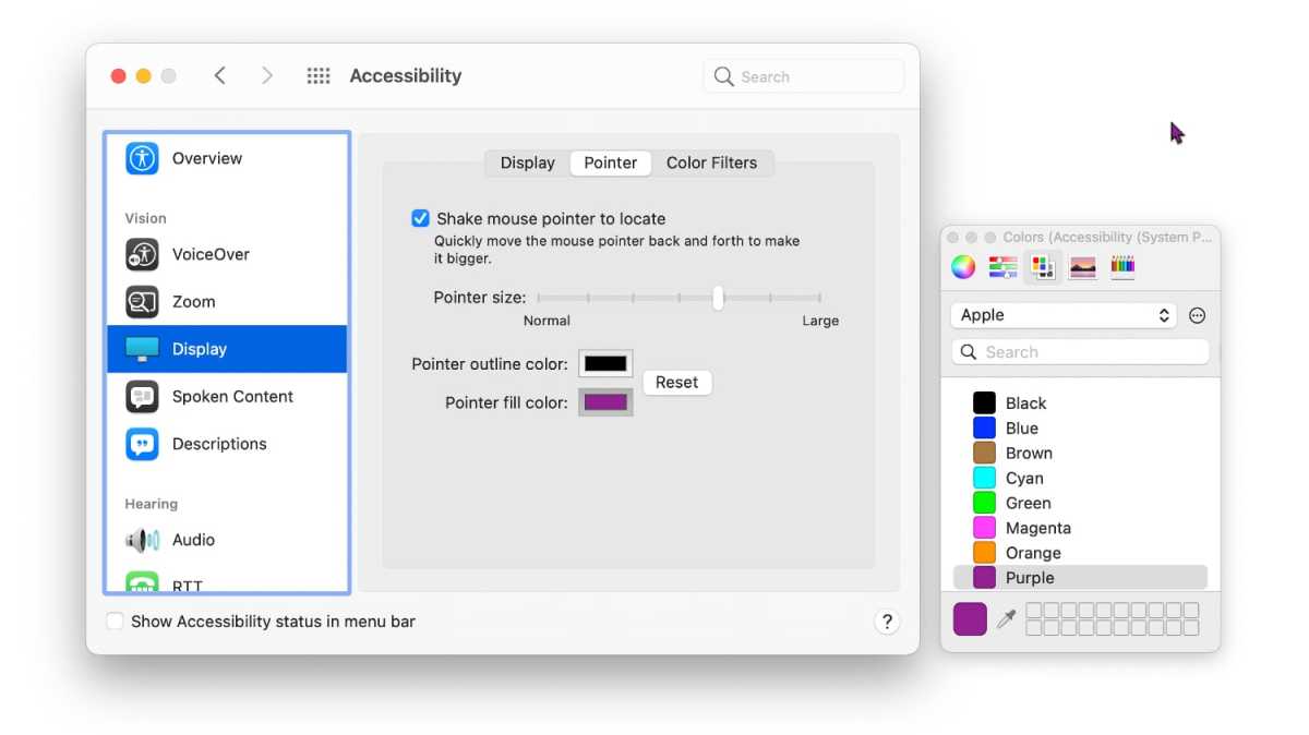 macOS Monterey: Mac'inizdeki imleç rengi nasıl değiştirilir 1 macOS Monterey imleç rengi değiştirme ayarları ekran görüntüsü