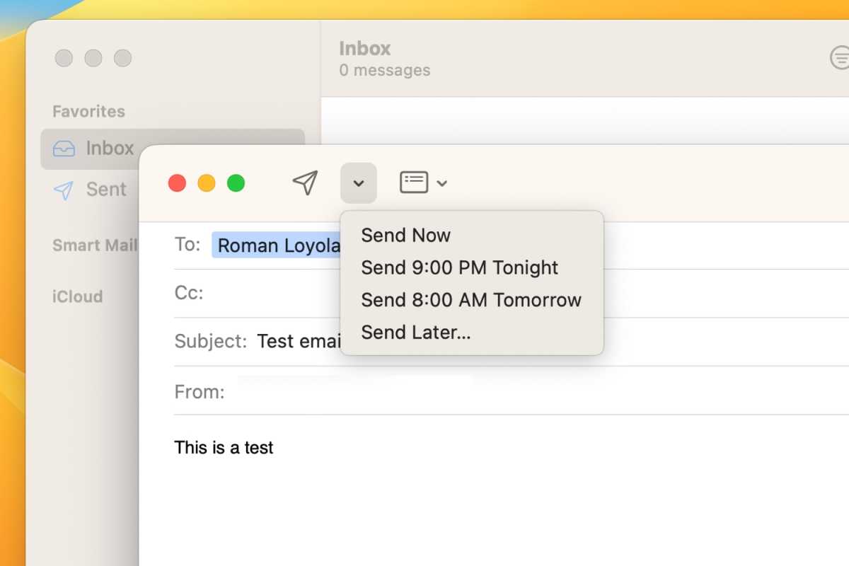 macOS Ventura: Apple Mail'de e-postanın gönderilmesi ve planlanması nasıl yapılır 2 macOS Ventura'nın Mail uygulamasında, e-posta zamanlama menüsü açılır ve kullanıcıya çeşitli seçenekler sunar