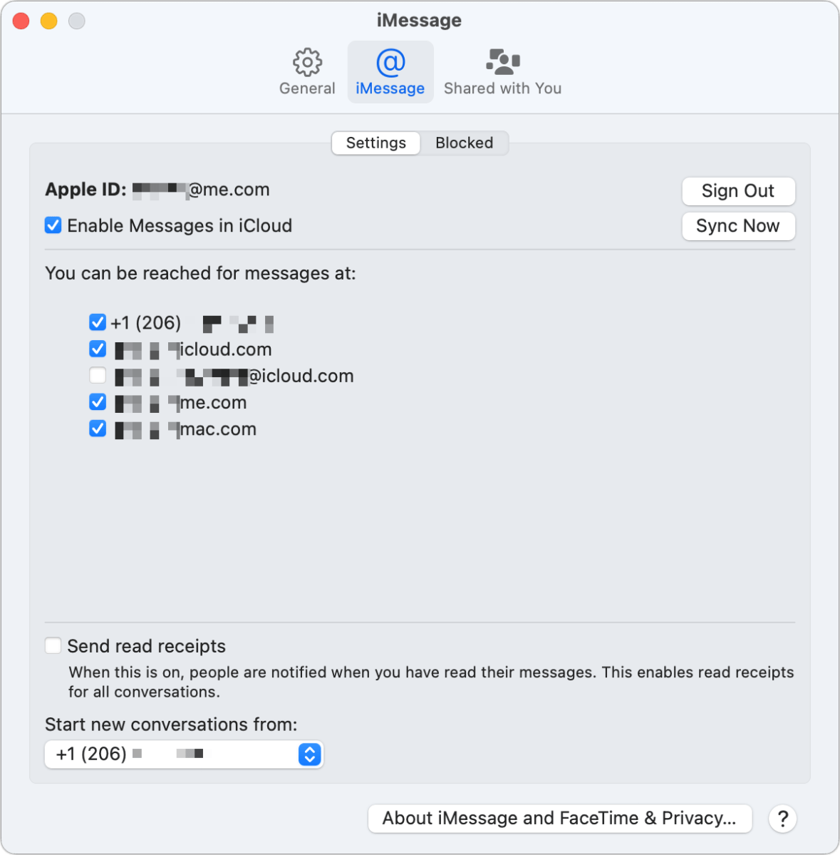 Tüm Apple cihazlarınızda bir telefon numarasına nasıl metin gönderilir? 2 Mac'te Mesajlar uygulamasının iMessage tercihleri ekranı